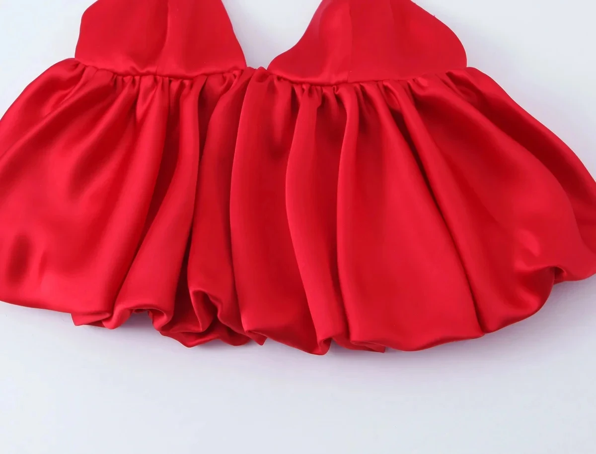 HH Sexy Seidiges Satin Crop-Top für Damen V-Ausschnitt Dünne Träger Ärmellos Einfarbiges Tanktop Abend Party Urlaub Elegante Outfits – Detail 6