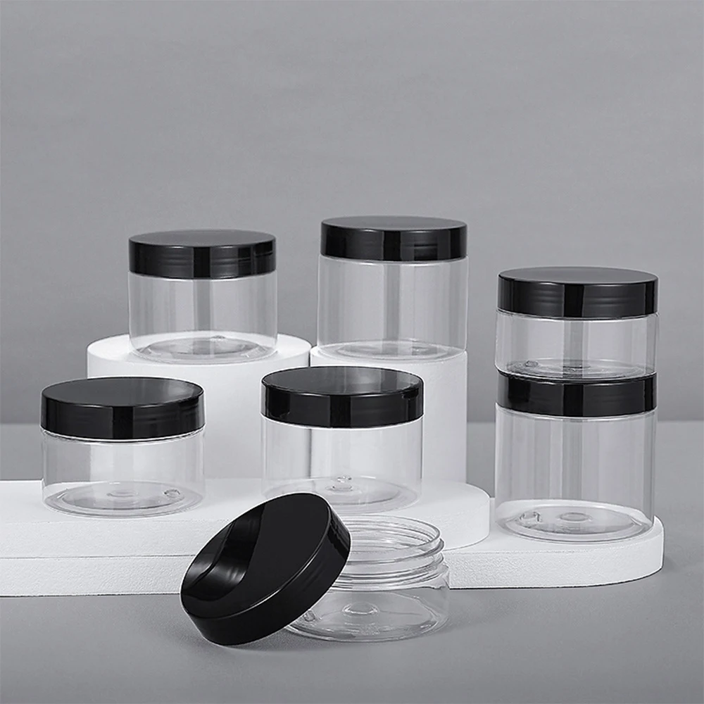 10/30pcs 50ml 100ml 150ml 250ml Empty Cosmetic Cream Jar with Aluminum Lid Clear Plastic Storage Container PET Makeup Pot Travel