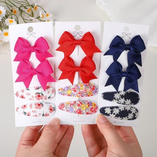 BABY BOWS 4Pcs/Set Girls Bowknot BB Hair Clips for Kid New Handmade Hairpin Barrettes Nakrycia głowy Akcesoria do włosów dla dzieci