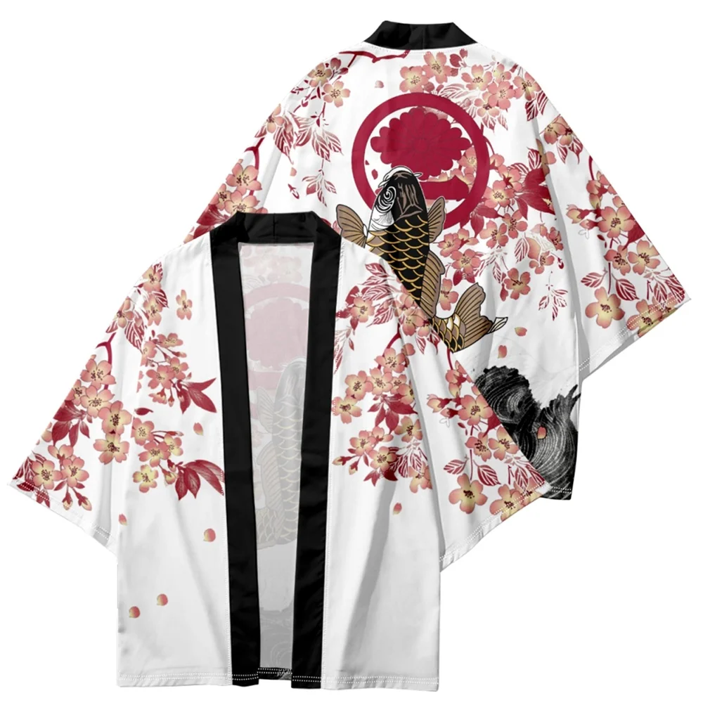سترة صيفية يابانية تقليدية للرجال بأكمام قصيرة سترة بلوم كوي مطبوعة للرجال كيمونو ياباني للترفيه والشاطئ سترة الشاطئ