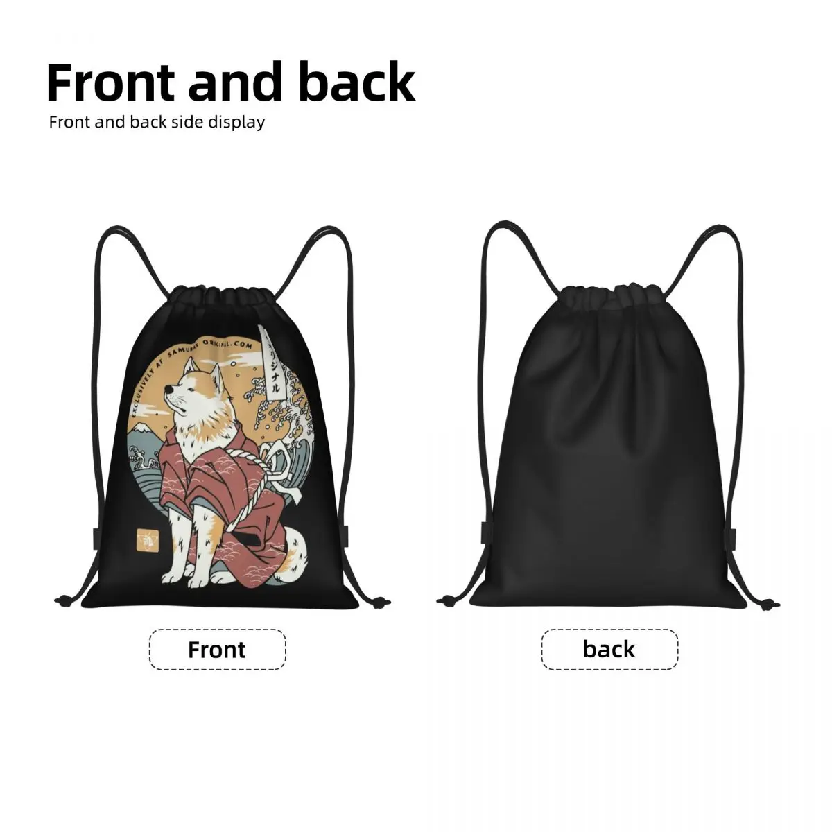 Akita Dog Samurai Warrior Drawstring Bag for Training Yoga Backpacks Men Women Japanese Cartoon Animal Sports Gym Sackpack