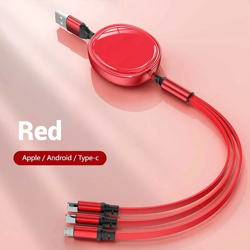 Kabel Dapat Ditarik 120W Pengisi Daya Cepat untuk Ifor IPhone 15 16 Samsung Galaxy Xiaomi Redmi Huawei USB C Kabel Pengisi Daya USB Mikro Ponsel