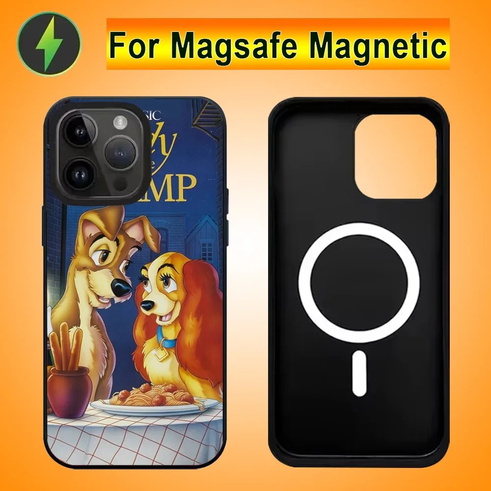 C-Cartoon Lady And The T-Tramp Phone Case For IPhone 15 14 13 Pro Max 11 12 Mini Alex Mirror For Magsafe Wireless Charging Cover