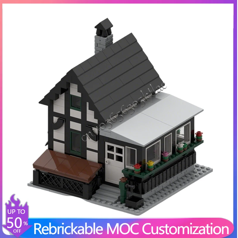 

512 деталей, модульный конструктор City Engineering Gatekeeper Cottage MOC, креативный дизайн, DIY, для мальчиков, игрушка-конструктор, подарок