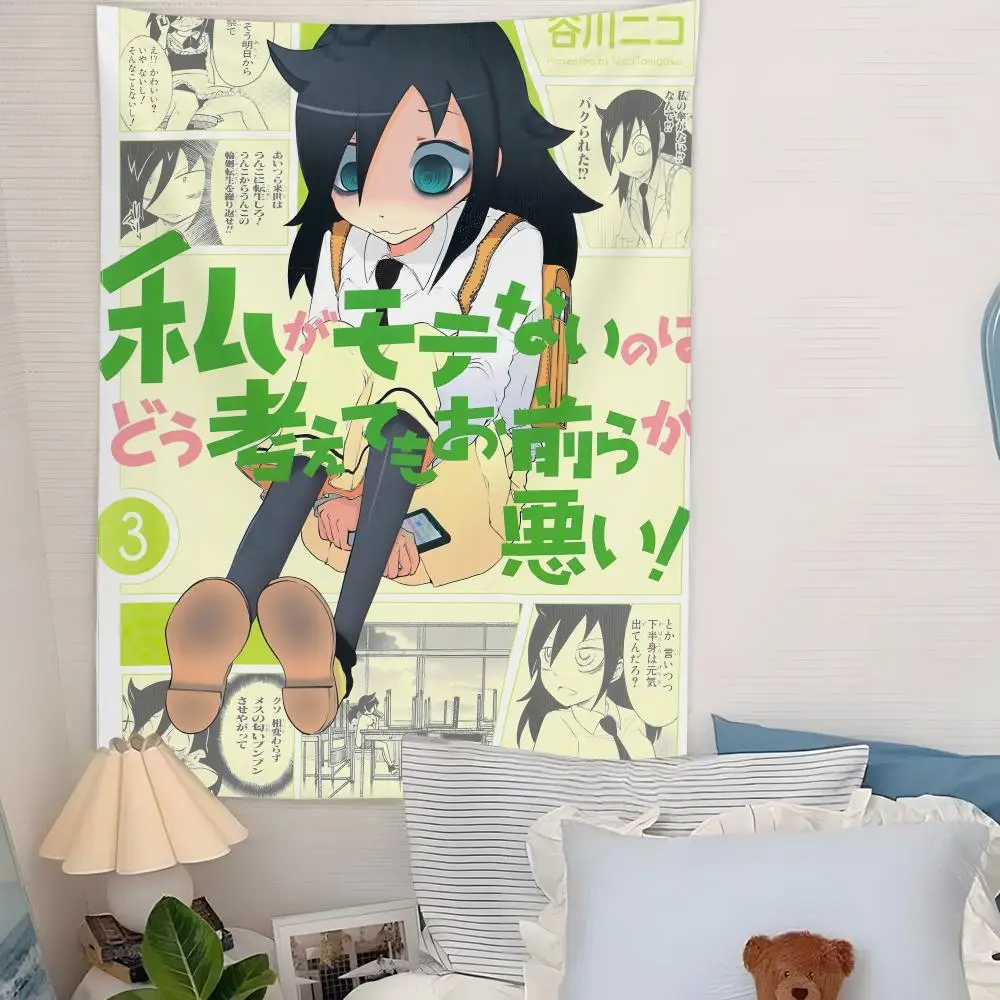 W-Watamote T-Tomoko K-Kuroki Tapestry Microfiber Background Art Decor For Bedroom Living Room Garden Outdoor Festival Wall Decor