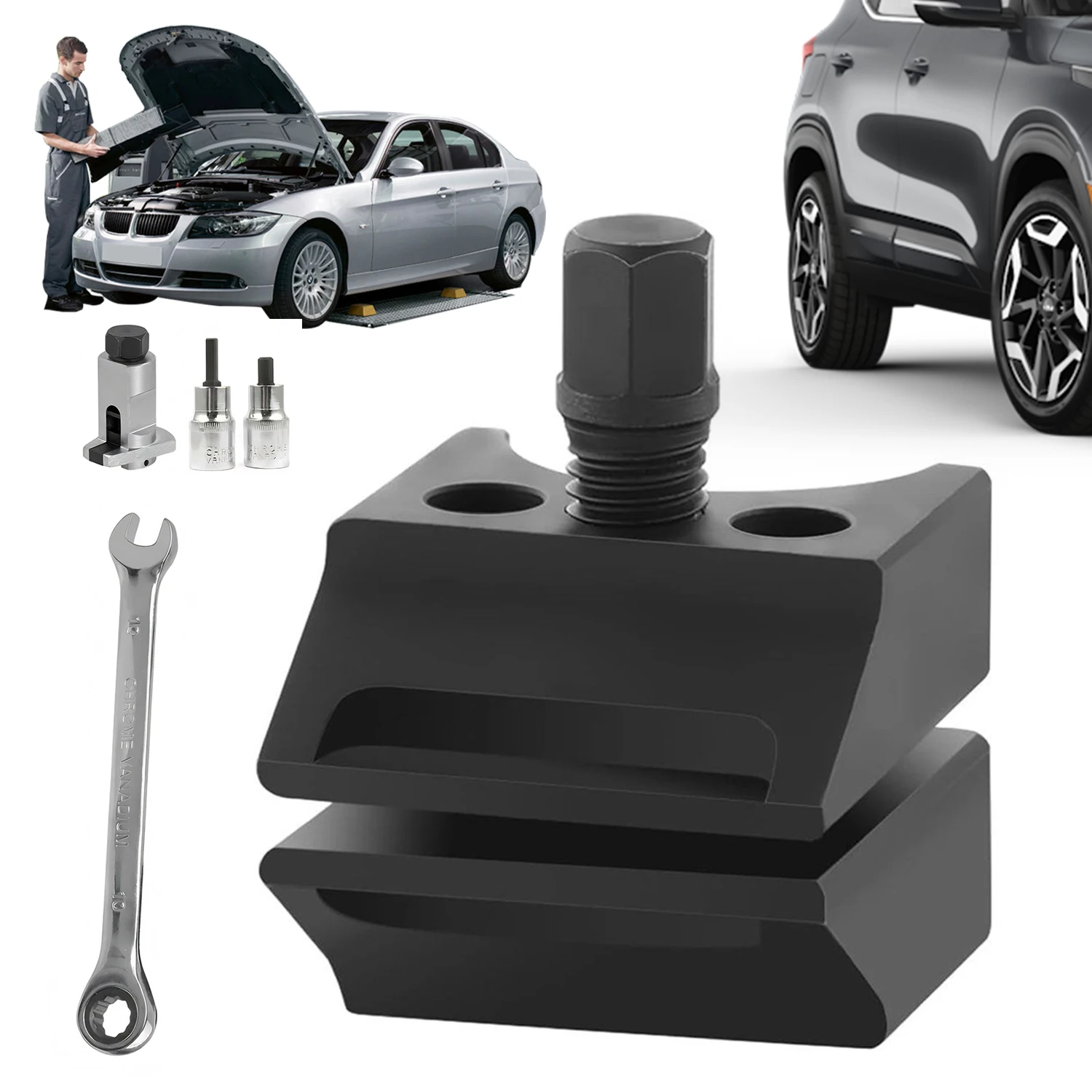 Kit de cric pour pneus de véhicule robuste en 5 pièces, tête hexagonale de 10 mm, kit d'outils pour le démontage et l'installation des pneus, un cadeau pratique pour papa/mari/autres passionnés de voitures.