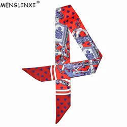 Mermaid And Heart Printing Silk Scarf For Women Luxury Brand Foulard Women Tie 2024 New Fashion Head Scarves For Ladies And Girl