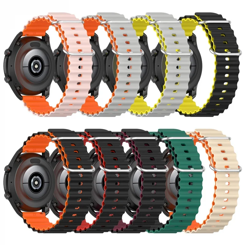 

For Samsung Galaxy Watch 4 classic 5 Pro 3/active 2/Gear S3 Silicone Ocean Bracelet HW watch GT 2 3 pro band 22mm 20mm Strap