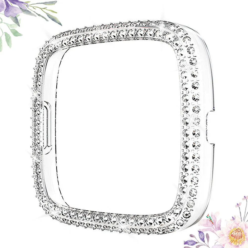 

1Pcs Watch Protective Cover Double-Row Drill Transparent Case Shell Frame Anti-Shock for Full Front Protection