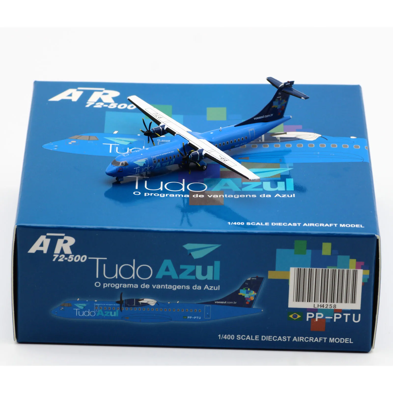 LH4258 Alloy Collectible Plane Gift JC Wings 1:400 LH4258 Tudo AZUL Airlines ATR72-500 Diecast Aircraft Model PP-PTU