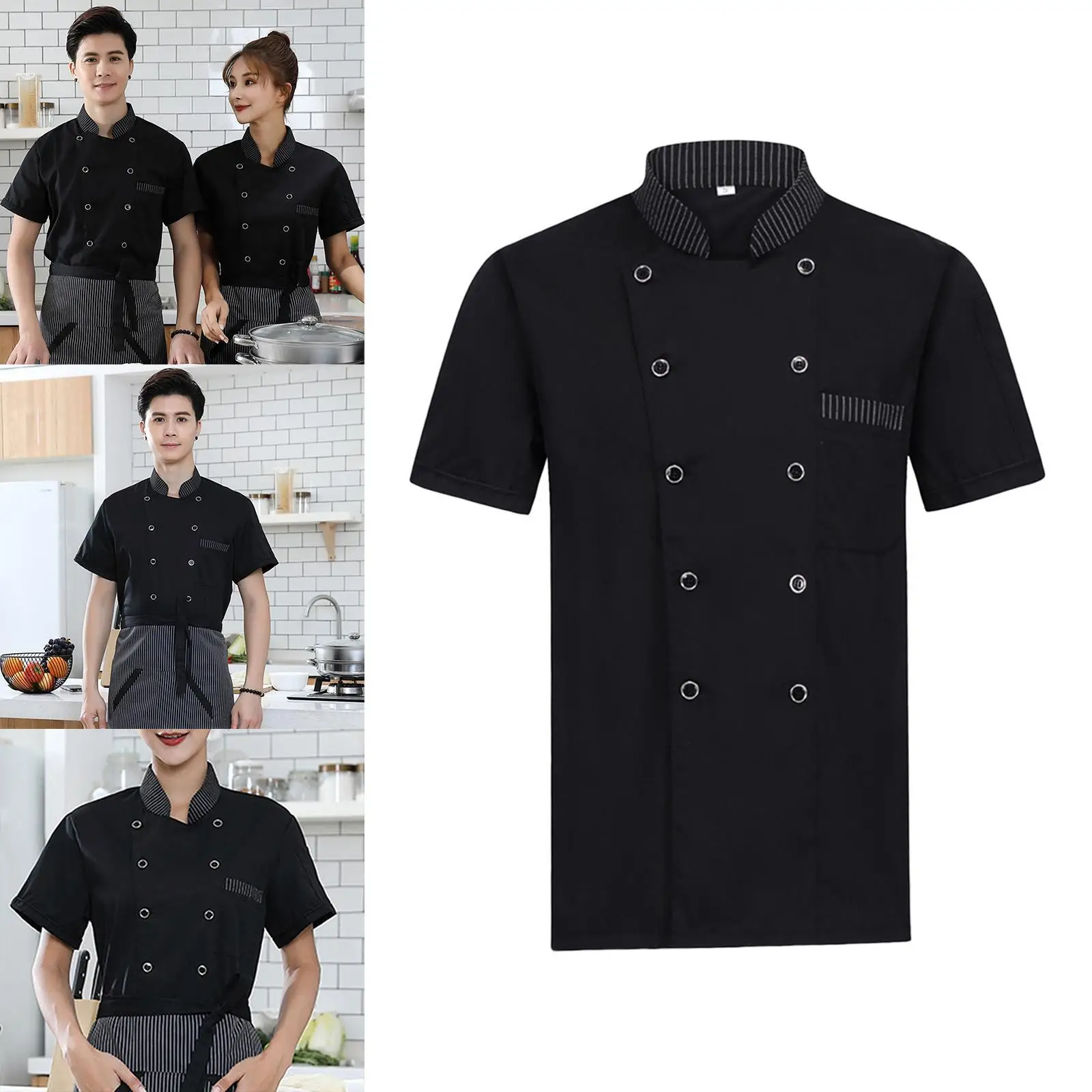 Abiti da lavoro estivi per pasticceria da donna, traspiranti, comodi e alla moda, robusti neri XL