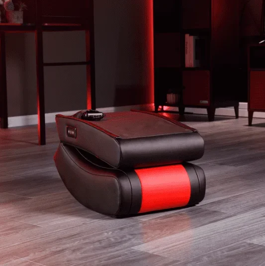 Solo Floor Rocker Gaming Chair with RGB Lighting, Red
