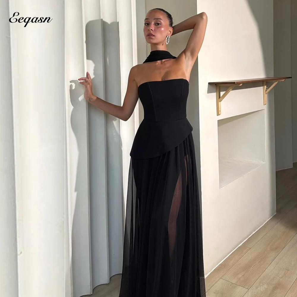 

Customized Chiffon Formal Evening Dresses Strapless A Line Vestidos Elegantes Long Prom Bespoke Occasion Dress Sexy