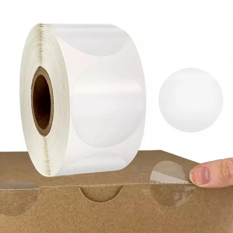 

500PCS Clear Round Sealing Stickers Waterproof Transparent PET Adhesive Labels Strong Glue for Packaging Envelopes Box Gift Bag