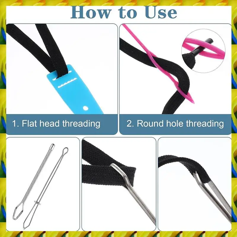 WFF 8 Pcs Flexible Drawstring Threader Tool Set Sewing Loop Turner For Jackets, Coats, Pants, Hoodies & Sweaters