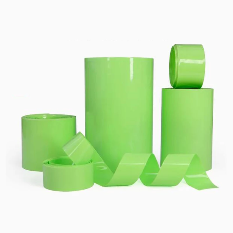 Manga termorretrátil de pvc verde fruta 18650 21700 32650 bateria manga embalagem isolamento película protetora filme retrátil