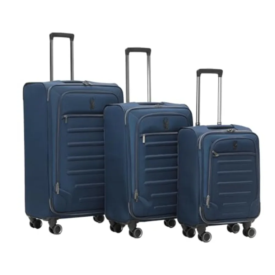 

Pivot Expandable Softside Spinner Checked Luggage with 360 Spinner Wheels for travel, polyester fabric, black, lightweight and