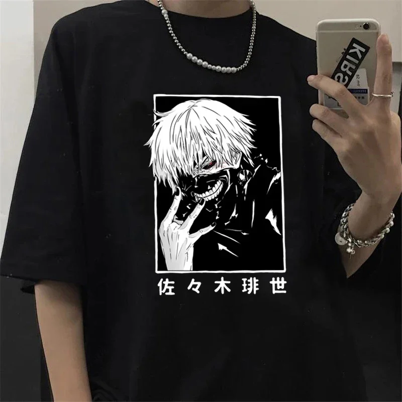 Japanese Anime Kaneki Ken Tokyo Ghoul T Shirt Men Cool Manga Graphic Summer T-shirt Casual Grunge Tshirt Streetwear Top Tee Male