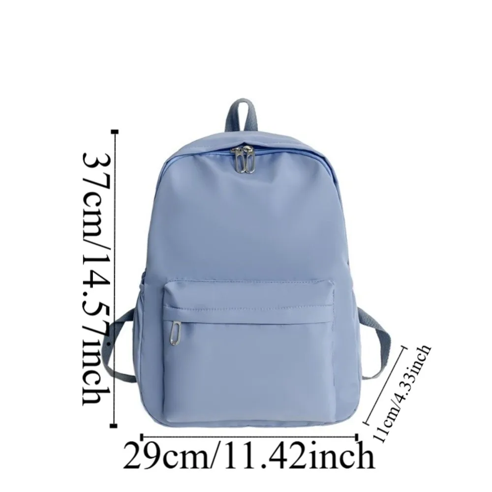 Minimalist Design Korean Style Backpack Lightweight Waterproof Nylon Large Capacity Backpack Simple Style Solid Color