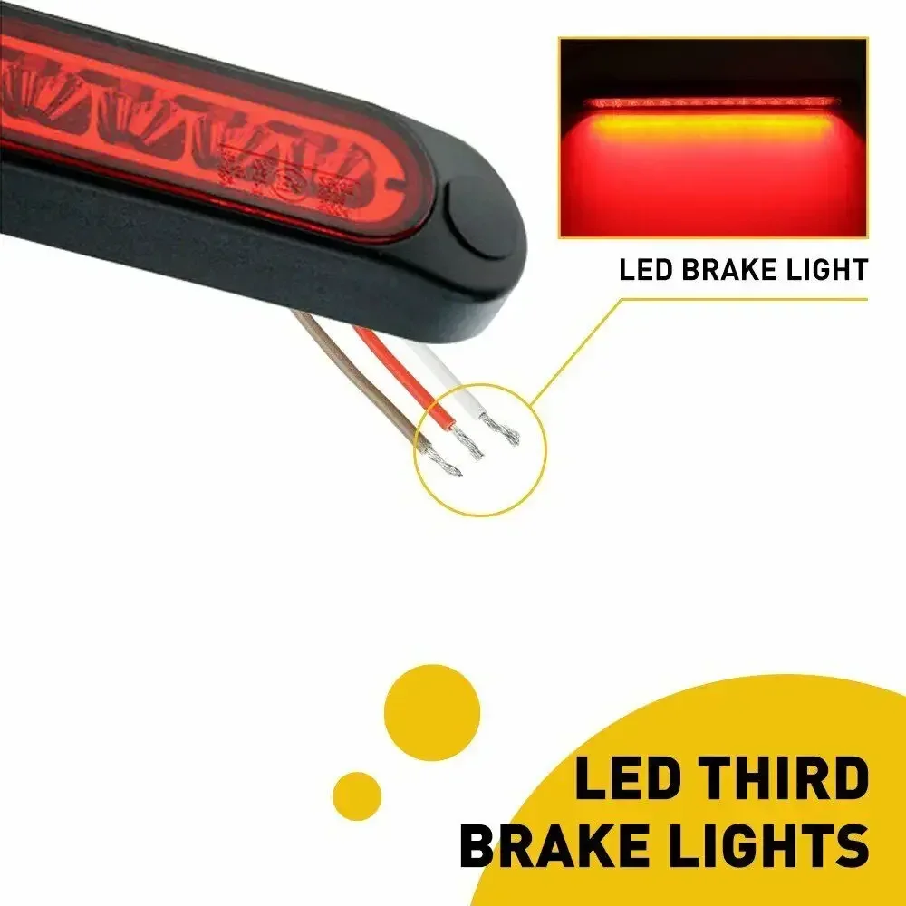 12V 15LED Taillights Car 24v Truck RV Van Bus Rear Tail Trailer Lights Car Truck Trailer Bus Stop Rear Tail Brake Light Bar Red