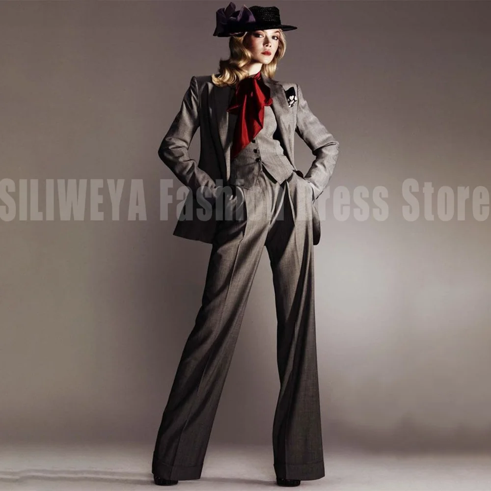 

Fashion 3 Pieces Female Suit Jacket Vest Pants Smart Casual Office Lady Chic Outfits High Quality Trajes De Mujer Elegante
