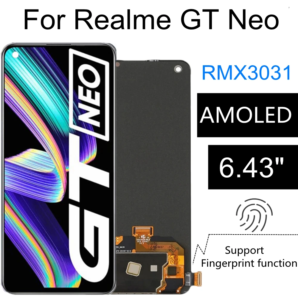 6.43  AMOLED For Realme GT Neo RMX3031 LCD Display Touch Screen Assembly Replacement Accessory