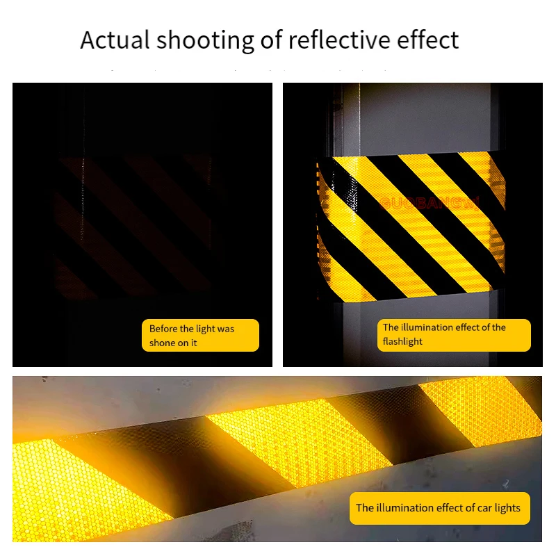 High-Intensity Reflective Warning Tape Black Diagonal Strip,Night Traffic Safety Anti-Collision Film for Warehouse Stairs Vehicl