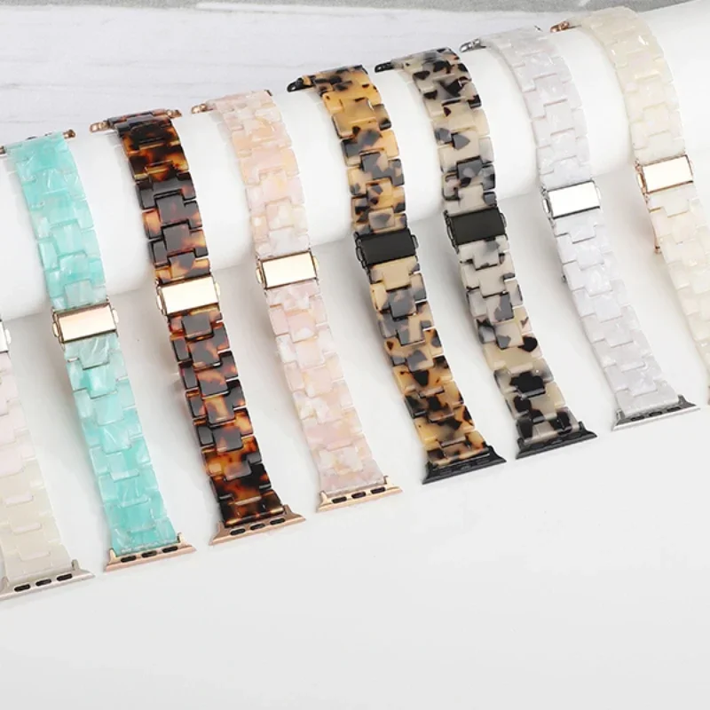 Resin Strap for Apple Watch Band 42 44mm 40mm 49mm 41mm 46mm 45mm with Stainless Steel Buckle Bracelet iWatch Ultra 10 9 8 7 6 5