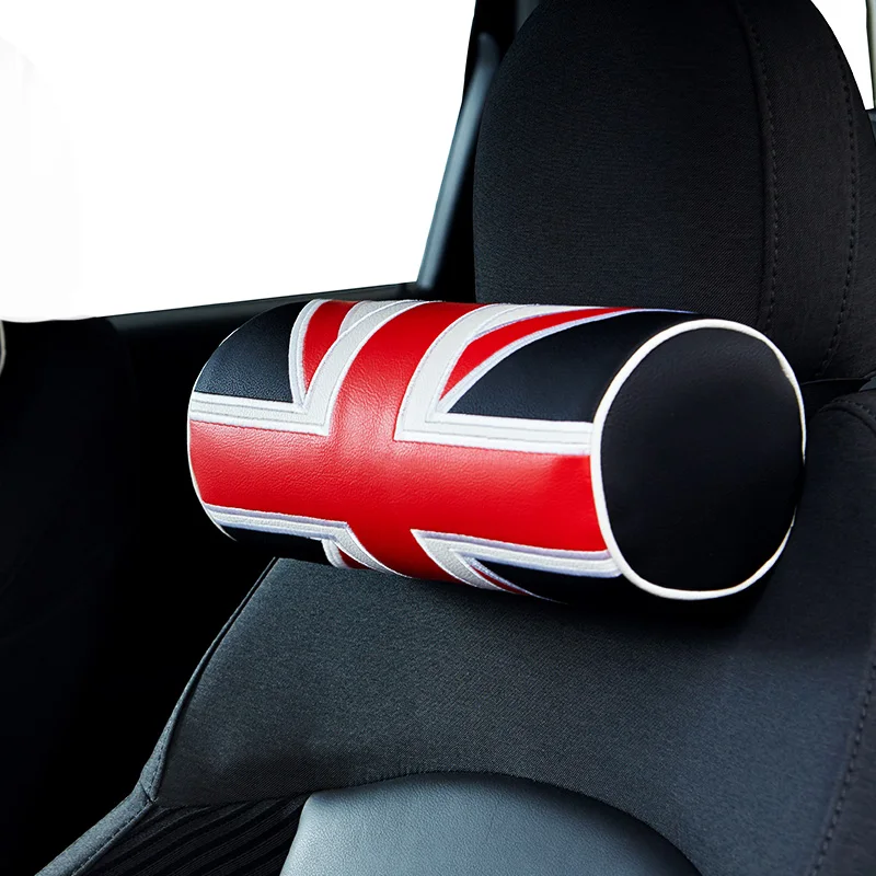 Car Headrest Seat Neck Pillow for Mini Cooper Universal Memory Foam Neck Rest Support Cushion Union Jack Pattern Accessories