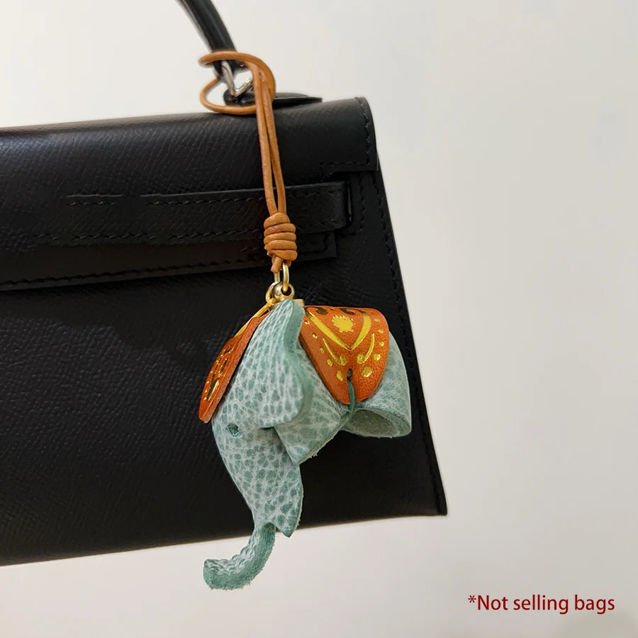 

Брелок-подвеска из кожи воловьей кожи в виде слона, талисман удачи, для женских сумок