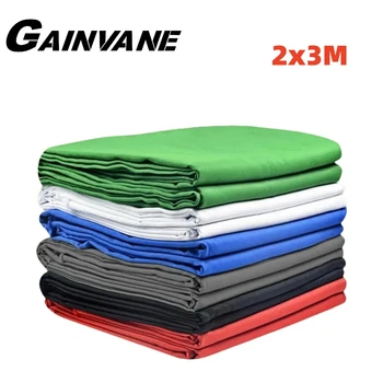 GAINVANE 사진 촬영용 배경 모슬린 코튼 크로마키 사진 스튜디오 비디오, 화이트 블랙 그린 스크린, 벽 배경 천, 2x3M 