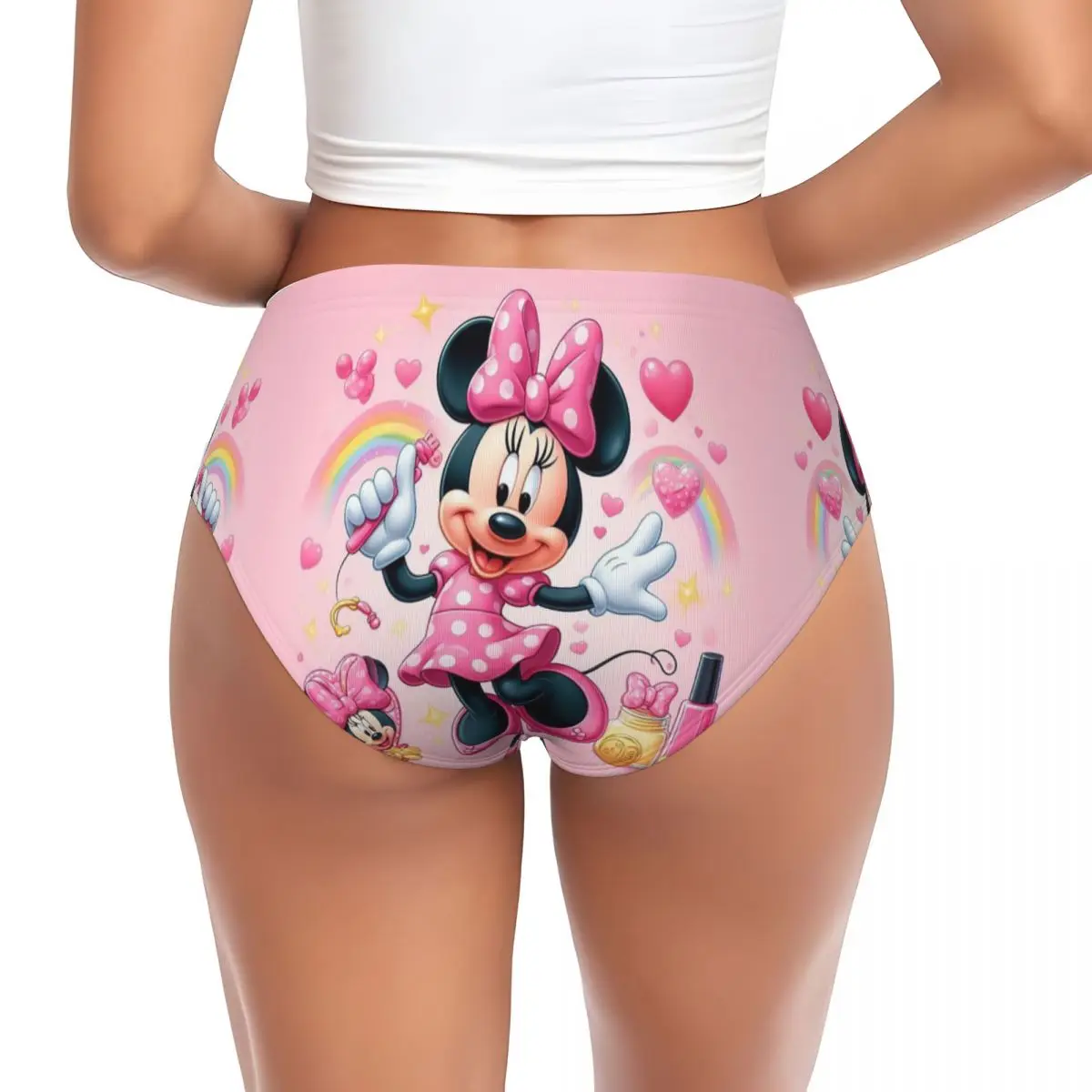 Custom Womens Cartoons Minnie Animated Brief Panties Female Comfort Underwear Underpants