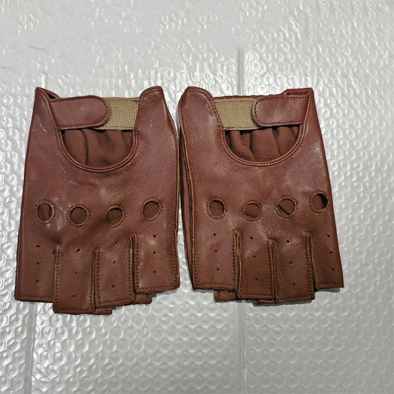 

Retro Men's Goat Leather Half-finger Gloves Summer Thin Anti-slip Fitness Gloves Sports Driving Cycling Motorcycle Riding Gloves
