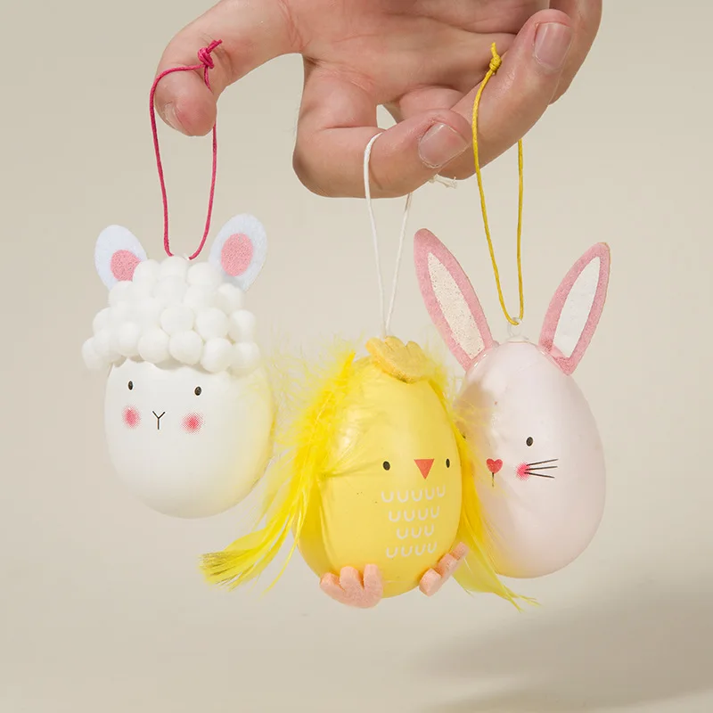 

3Pcs Easter Eggs Party Event Decoration Cartoon Modeling Simulation Plastic Egg Hangings