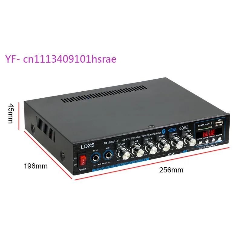 PA-600A-S Car Home Amplifier, High Power HIFI Bluetooth Audio Amplifier, 220V AC/12V DC Dual Power Supply