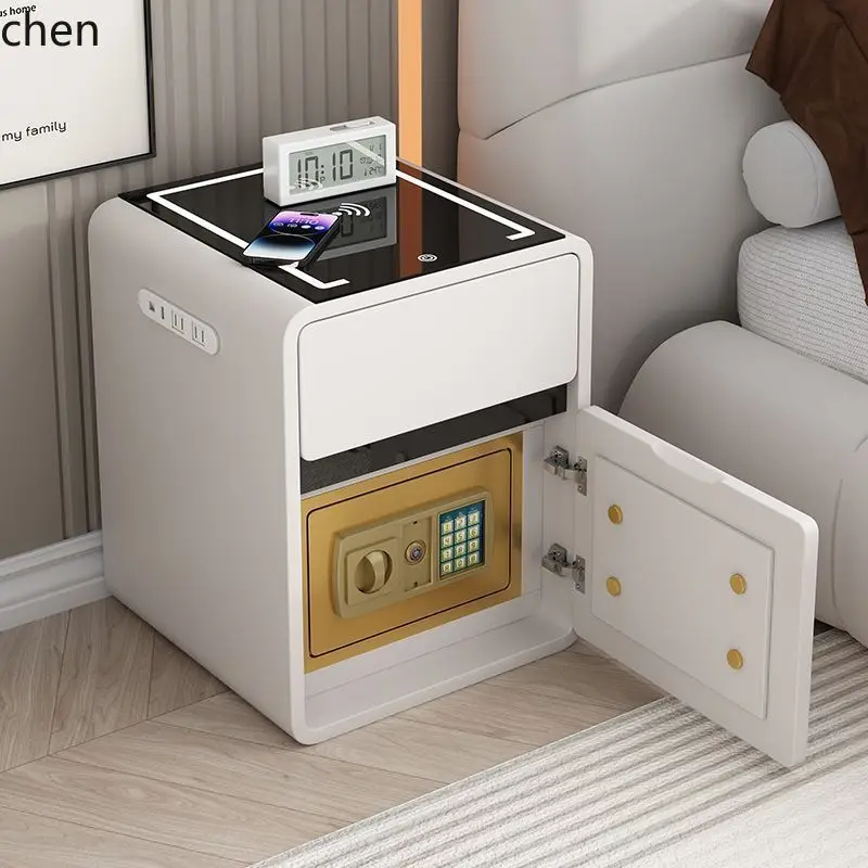 ZML Smart Bedside Table Safe Integrated Multi-Functional Home Bedside Cabinet
