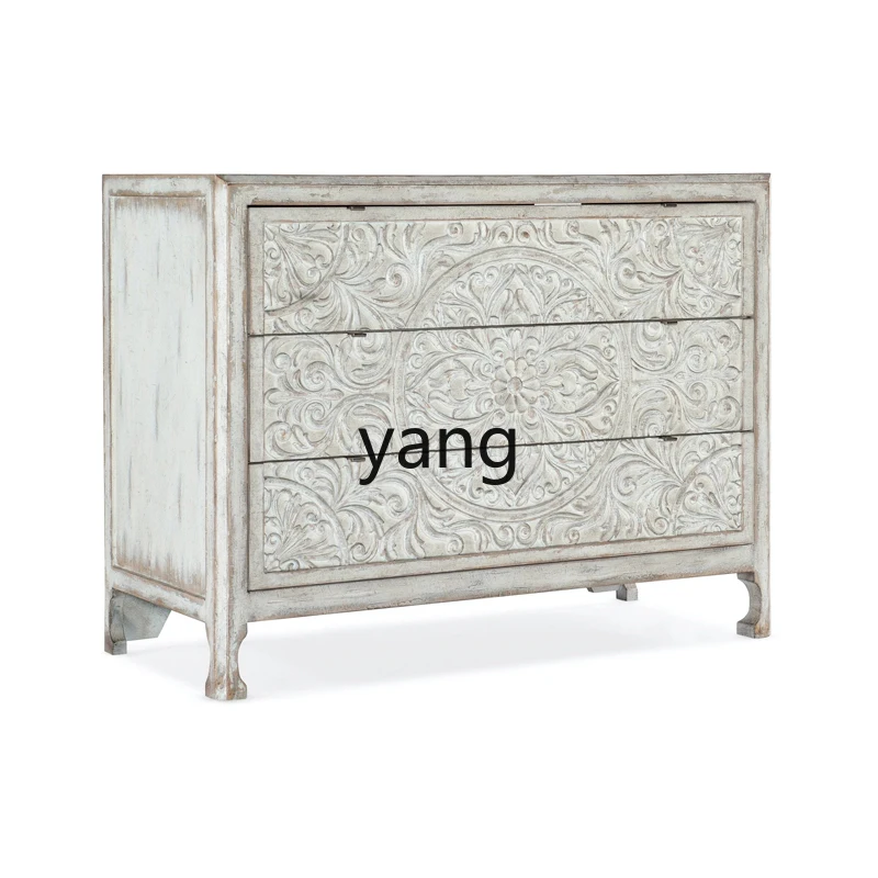 

lzr French Retro Sideboard Carved Entryway Decorative Cabinet