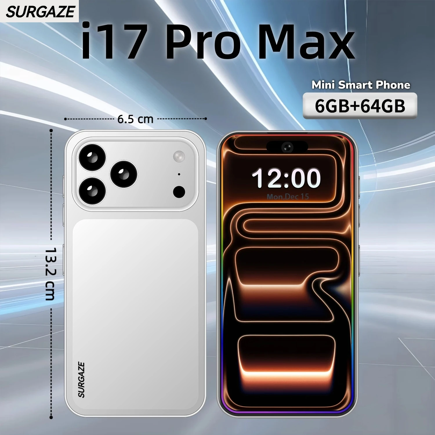 SURGAZE New mini i17 Pro Max Smartphone 5.3Inch 3200mAh Battery 8GB+128GB 5G phone Network Global Version Mobile Phone Arrival