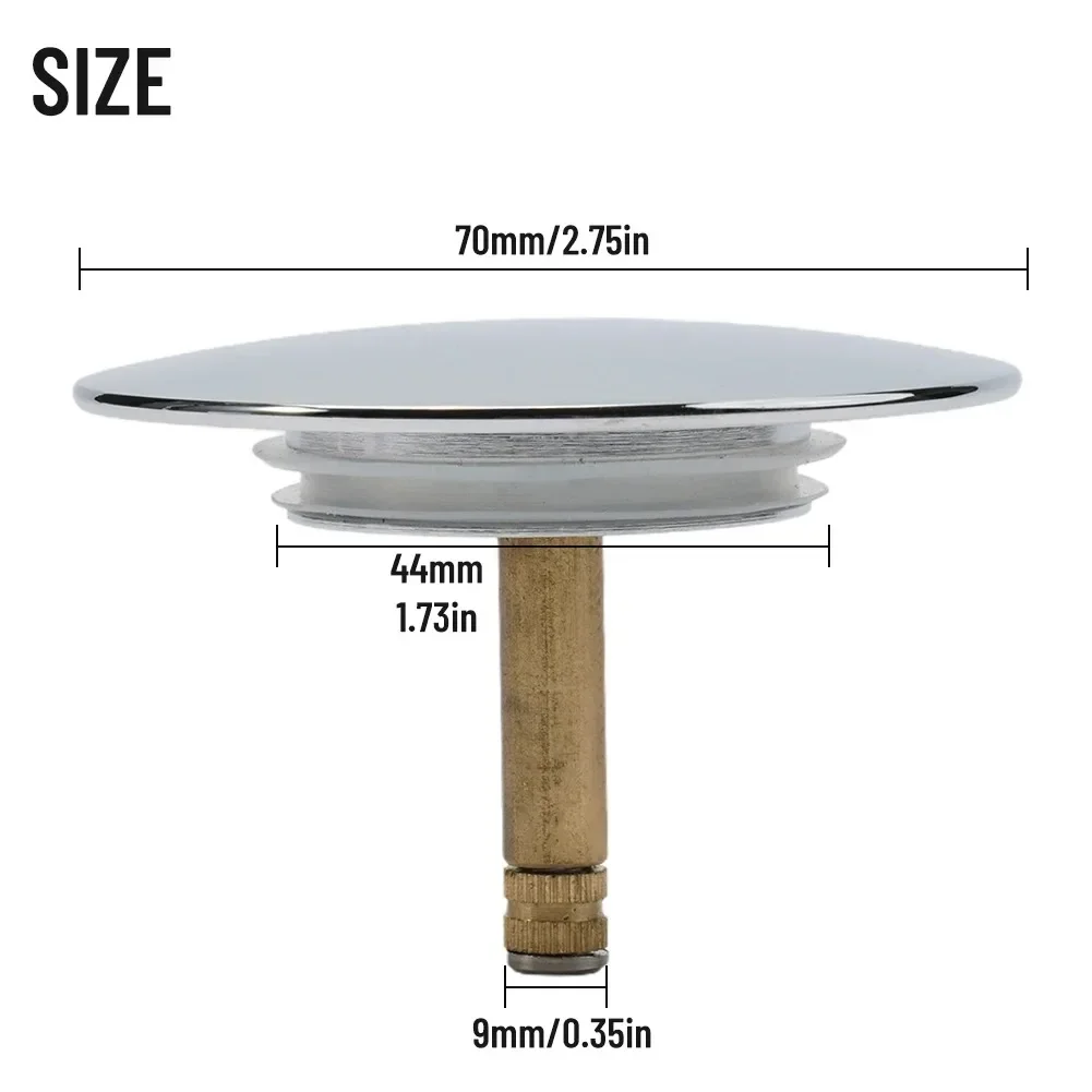욕조 배수 스토퍼 실버 대야 폐기물 스토퍼 플러그, 대부분의 싱크대 욕조용 교체 팝업 플러그, 70mm
