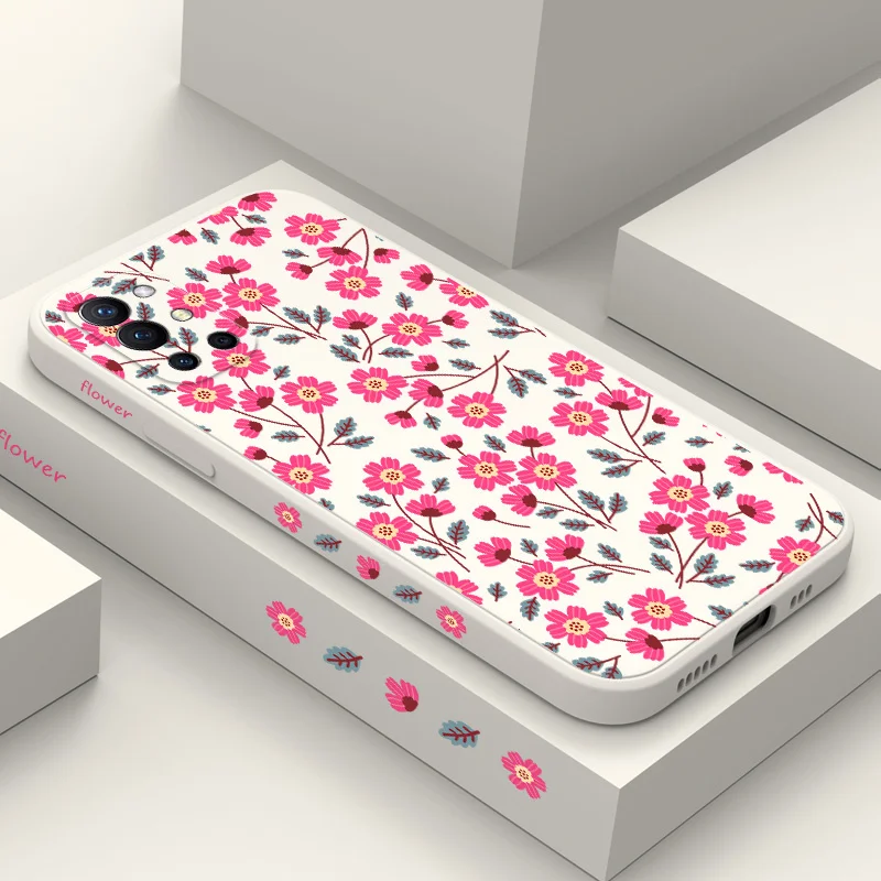 화려한 꽃 전화 케이스, 원플러스 9R 9RT 9 8T 8 7 7T 프로 5G 액체 실리콘 커버