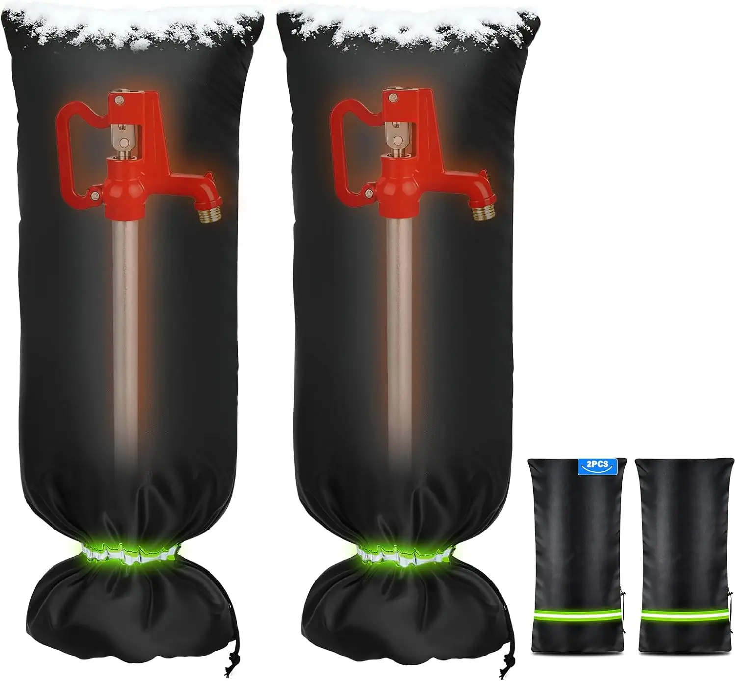 

2-Pack Outdoor Faucet Covers For Winter- 35”H X 15”W- Insulated With Thick Cotton Waterproof Oxford Fabric and Reflectiv