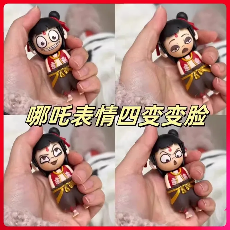 Nezha Emoji لعبة تغيير الوجه شخصيات الحركة الإبداعية الصحافة الوجه تغيير دمية صغيرة ماجيك الأطفال جعل فيلم البحر الطرفية