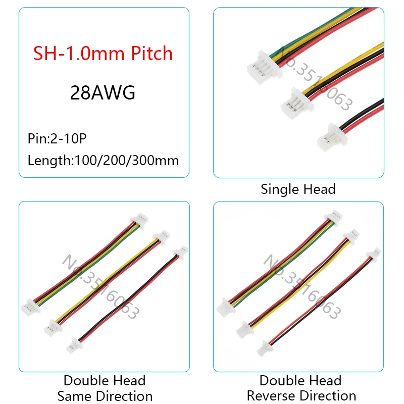 5/10Pcs SH 1.0mm Male/Female Plug Connector With Wire 100/200/300mm Cable 2/3/4/5/6/8/10P Pin Jumper Line SH1.0 SHR For Arduino