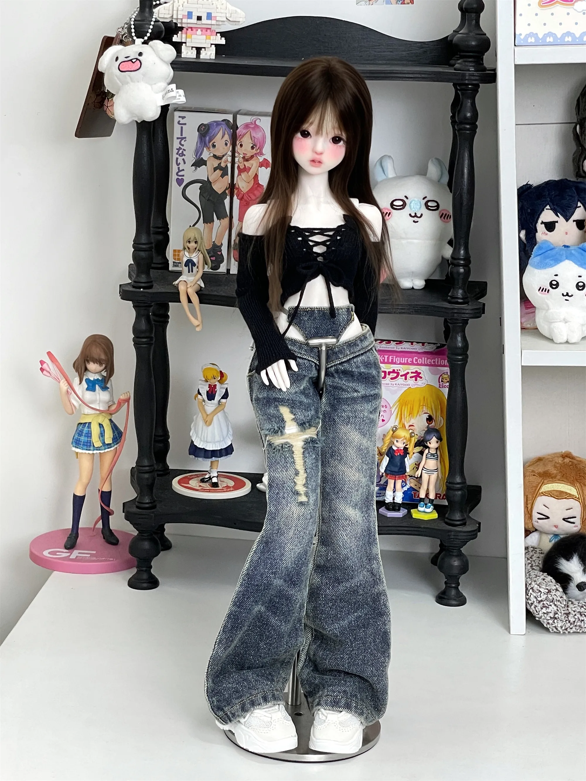 BJD Puppe Jeans Kleidung Blau Mädchen Spielzeug Elegante 1/3 1/4 Boot-cut Hosen Denim Serie Retro Waschen Micro Breite bein Puppe Zubehör – Detail 36