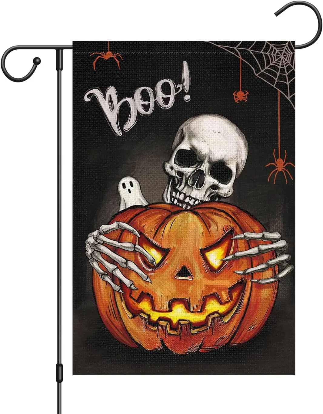 Louise Maelys Welcome Halloween Garden Flag Boo Skull Pumpkin Double Sided 12x18 Inch Yard Happy Holiday Decoration Outdoor Smal