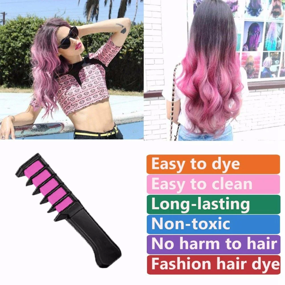 1Pc Disposable Fashion Color Temporary Hair Coloring Color Comb Dyeing Hair Dyeing Pigment Small Comb