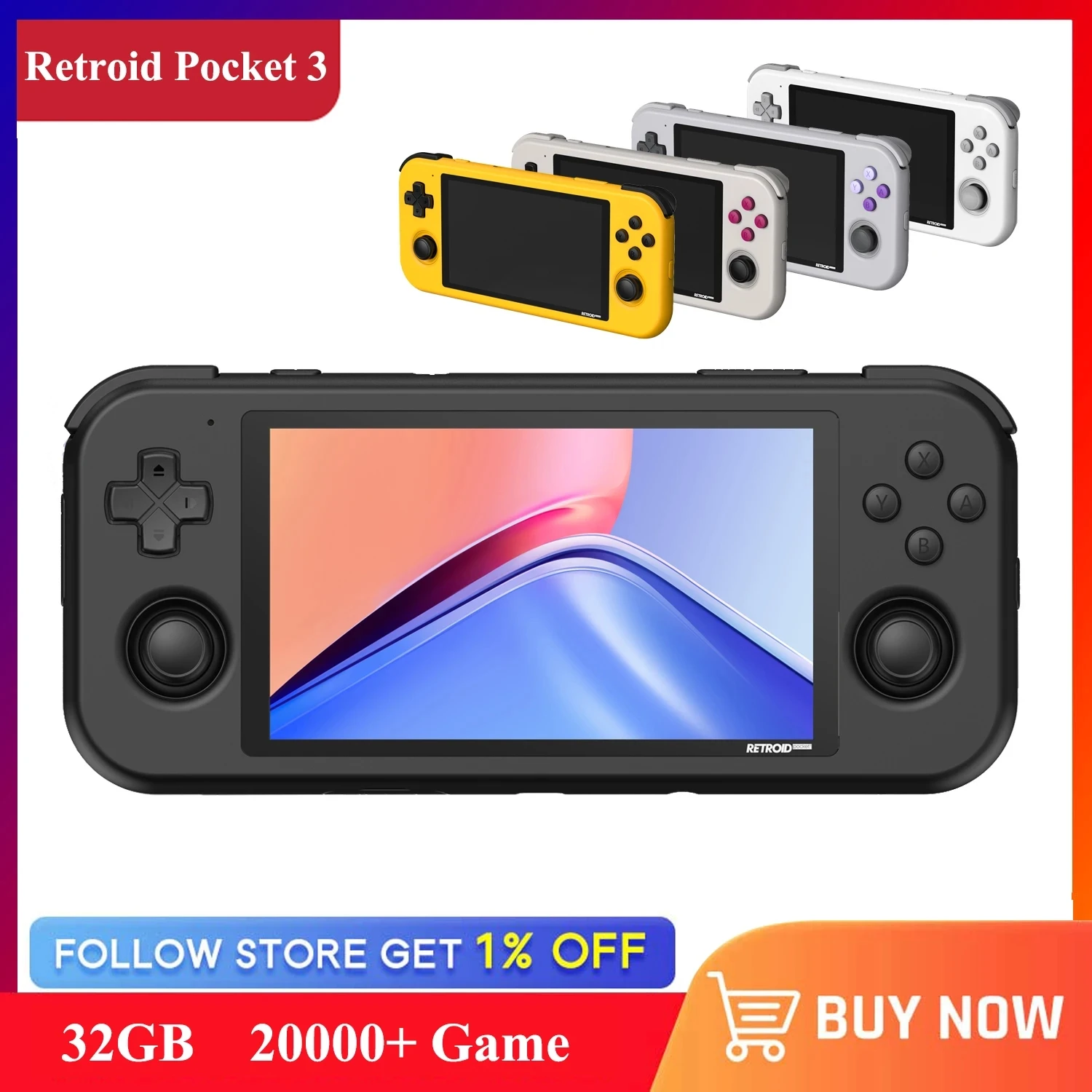 

Retroid Pocket 3 3G 32GB 4.7'' Touch Screen Handheld Video Game Consoles 4000mAh Android11 Retro Game Support GB GBA GBC PSP PS1