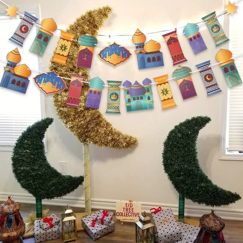 1Set Eid Mubarak Ramadan kareem Banner Ramadan Dekoration 2026 Banner Luftballons Eid Mubarak Islamischen Muslimischen Urlaub Partei Liefert