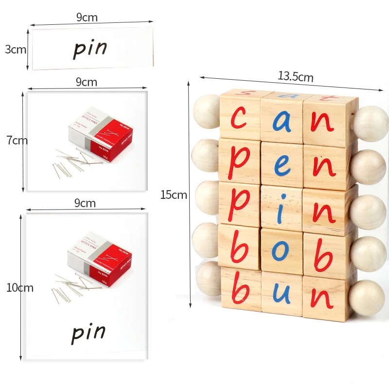 บล็อกไม้ตัวอักษรภาษาอังกฤษแบบมอนเตสซอรี่ ดีไซน์เฉพาะสำหรับเด็ก