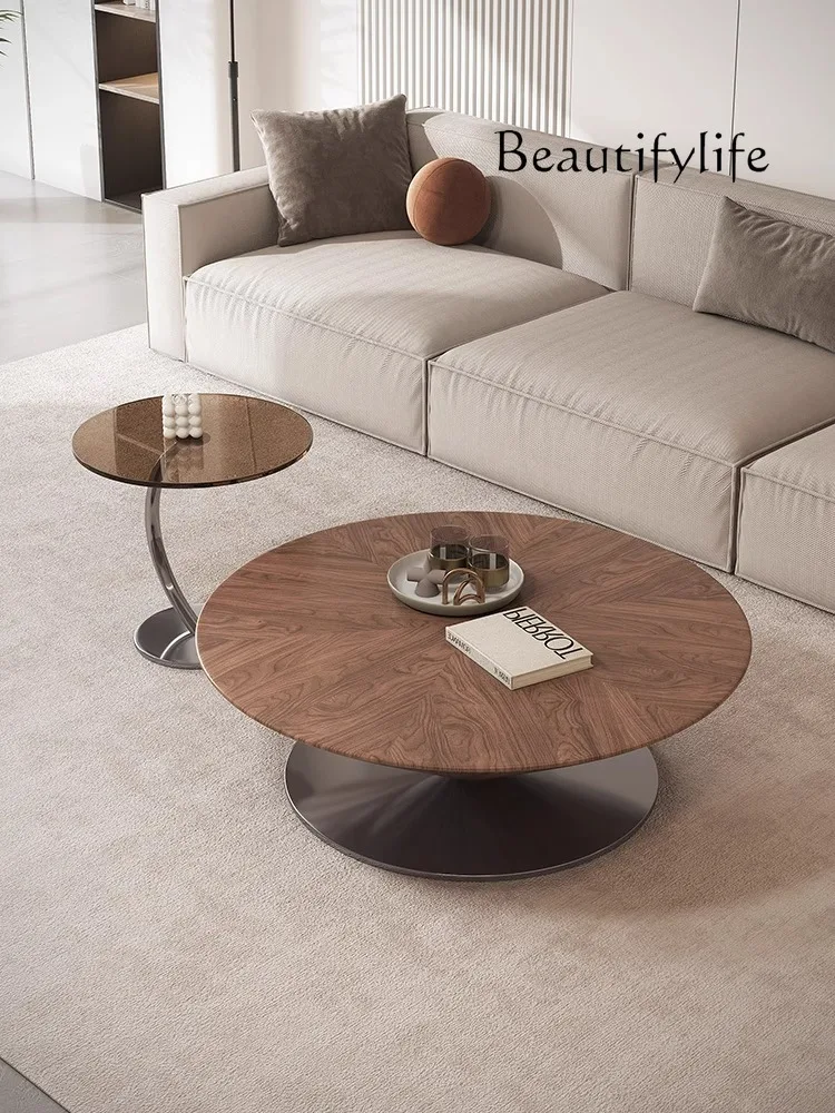 

Modern simple suspended coffee table solid wood Nordic French small apartment creative designer marble